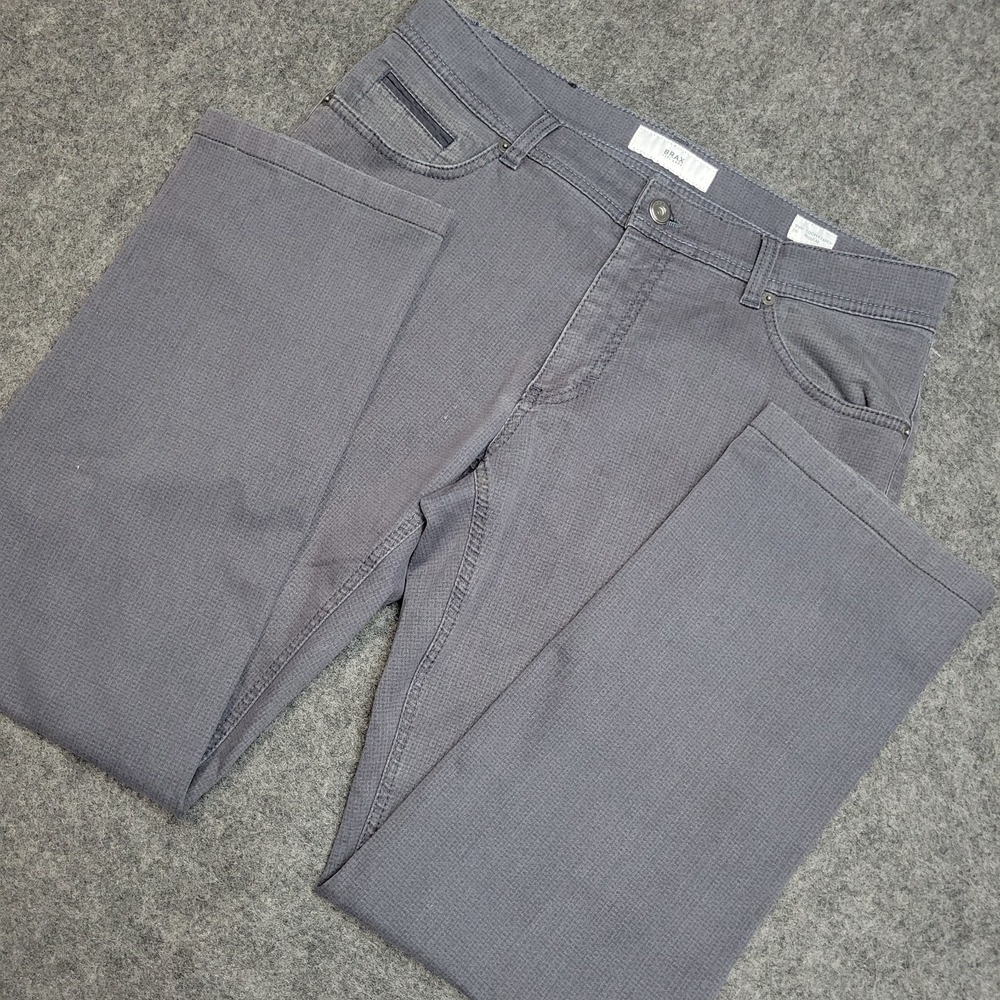 Brax Pants Mens 34 Gray Chino Stretch Cooper Fancy Regular Straight Leg Preppy